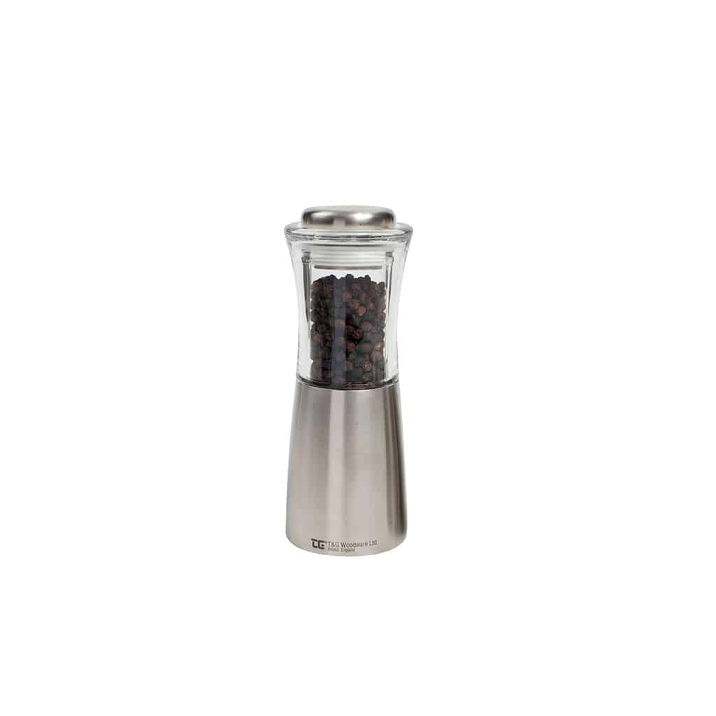 Tmi717 T&g Apollo Pepper Mill In Clear Acrylic & Stainless Steel 150mm 2