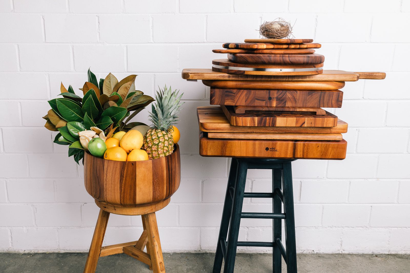 Wild Wood Cutting Chopping Carving Serving Boards & Bowl Stack