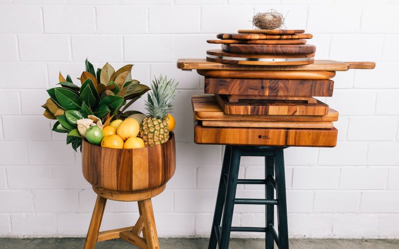 Wild Wood Cutting Chopping Carving Serving Boards & Bowl Stack